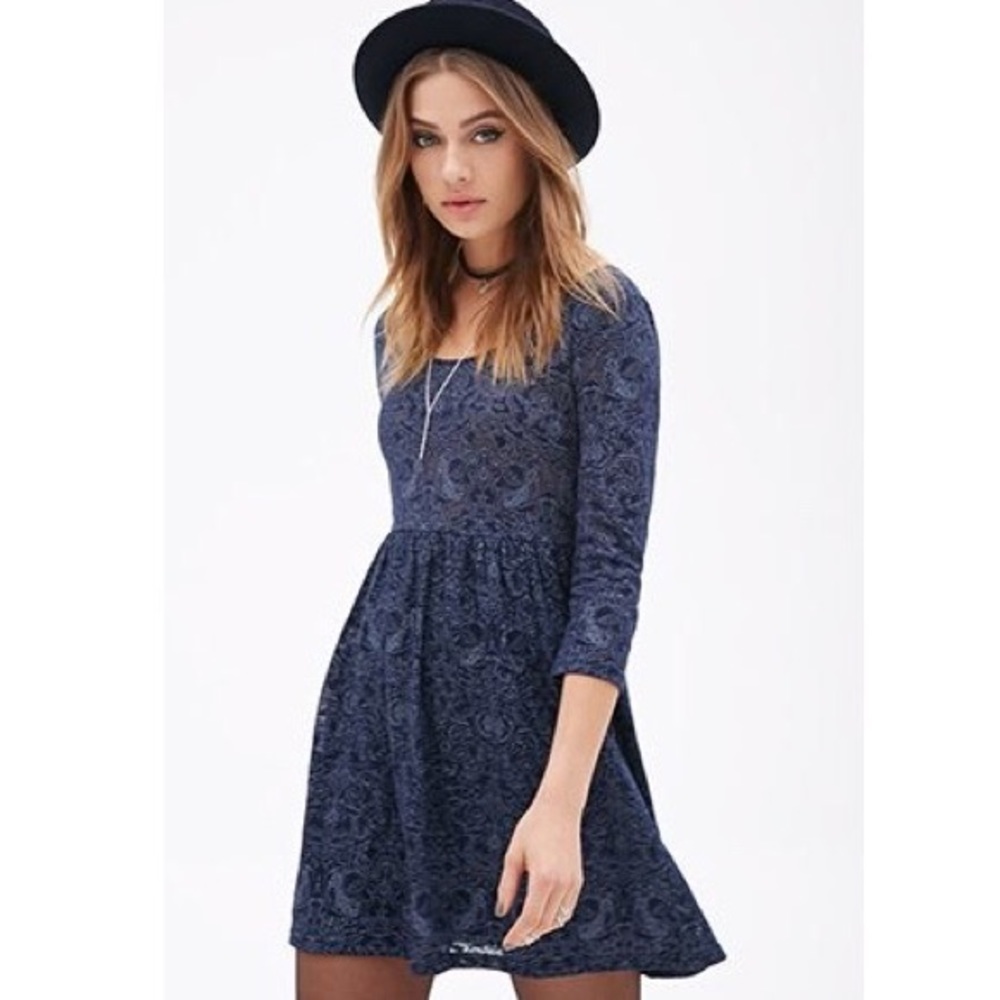Ornate Floral Babydoll Mini Dress, Medium